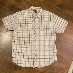 Short sleeve pearl snap button up XL